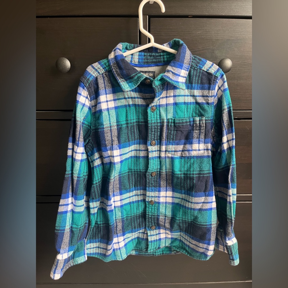 OshKosh B'gosh Teal and Navy Plaid Shirt